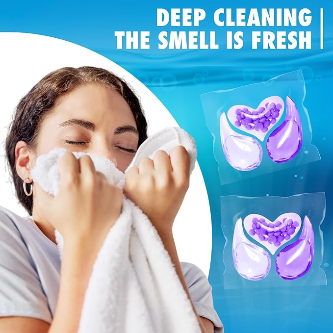 200 Count Laundry Detergent Pods Bulk 3 in 1 Laundry Detergent Pacs with Scent Boosters Washing Machine Powerful Decontamination Fragrance Enhancement Fresh Floral Scent