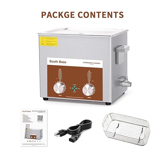 SOUTH BASE Ultrasonic Cleaner,10L 240W Stainless Steel Sonic Cleaner with Cleaning Basket,Timer&Heater,Encoded Ultrasonic Cleaning Machine for Cleaning Parts,Jewelry,Eyeglasses,Chain