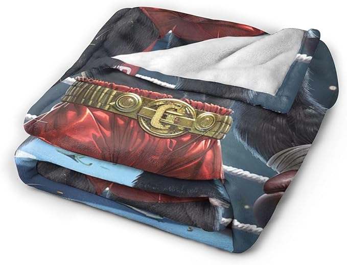 Tijuboni Gorilla Boxing Throw Blanket Funny Boxing Gifts for Men Women Boys Girls Kids Adults Soft Flannel Fleece Blanket for Couch Sofa Bed Home Decor 40"x50"
