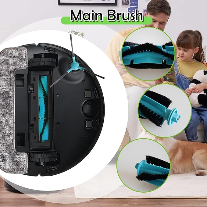 Eagles MS1 MAX Replacement Parts Compatible with MONSGA MS1 MAX Robotic Vacuum Cleaner, 1 Roller Brush, 4 HEAP Filter, 6 Microfiber Mop, 6 Dust Bags, 6 Side Brushes, 1 Clean Brush