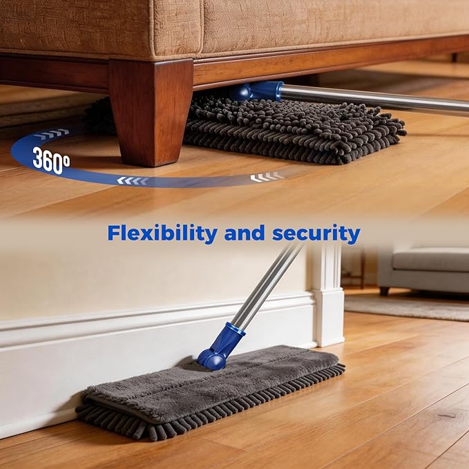 Masthome Microfiber Mops for Floor Cleaning,Dust Mop with 4 Reusable Pads,Flat Flip Mops for Wet & Dry Use,Professional Microfiber Mop for Hardwood, Laminate,Tile Floor Cleaning-1 Scraper