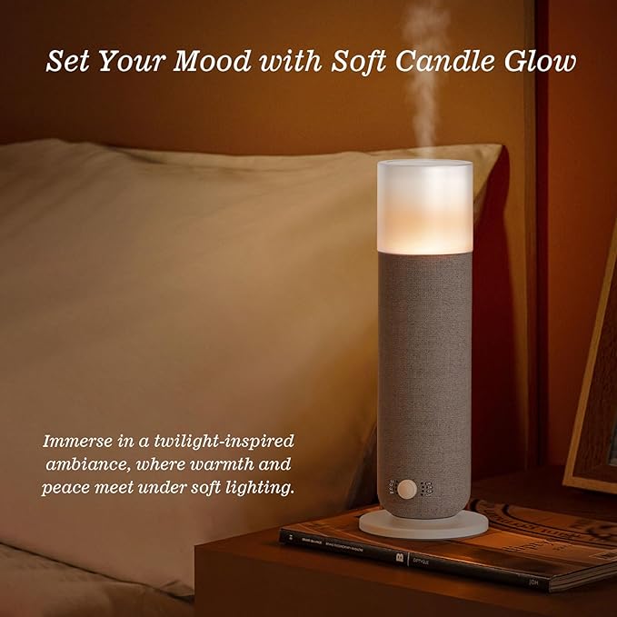 Luxury Scent Air Machine for Hotel Collection Fragrance - 120ml/1000 Sq. Ft Coverage, Waterless Essential Oil Diffuser, Twilight Ambient Light, Manual Controls, Compact Fabric Design for Home, Gray