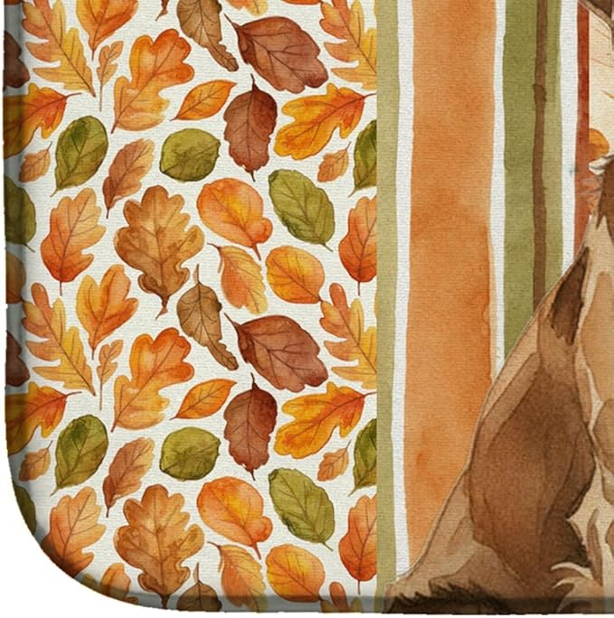 Caroline's Treasures Liver Flat-Coated Retriever Heirloom Fall Dish Drying Mat Absorbent Dish Drying Mat Pad for Kitchen Counter Dish Drainer Mat for Countertop, 14 x 21", Multicolor