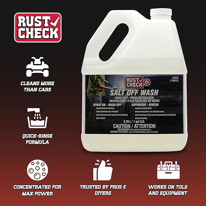 Rust Check Salt Off Wash - Car Salt Remover and Jet Ski Cleaner - Boat Wash and Outboard Motor Flusher - Multi-Surface and Driveway Salt Wash - Exterior Washdown Solution - 128 Fl Oz - Bottle