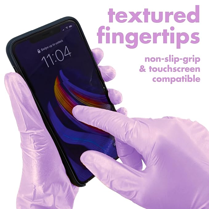 Colortrak Disposable Nitrile Gloves, Pink, Luminous Collection Lilac Frost Latex-Free, Powder-Free Hair Color Gloves for Chemical Processing & Salon Services, 100 Count, Small
