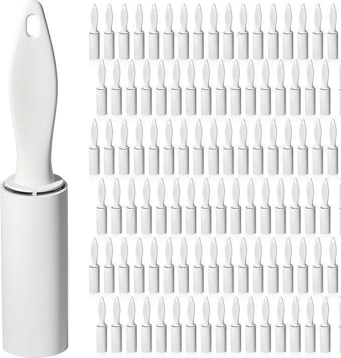 Hushee 100 Pack Mini Lint Rollers for Travel, 3000 Sheets Portable Travel Size Lint Roller Bulk Small Pet Hair Remover for Couch Furniture Clothes 5.9 x 1.1 (White)