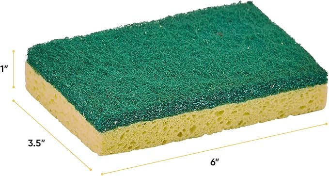 Scrubee Heavy Duty Scrub Large Sponge with Scouring Pad, Kitchen Dishwashing, Sink, Pot and Frying Pan Cellulose Scrubber Sponge Non Scratch. By Superio… (6" Sponge)