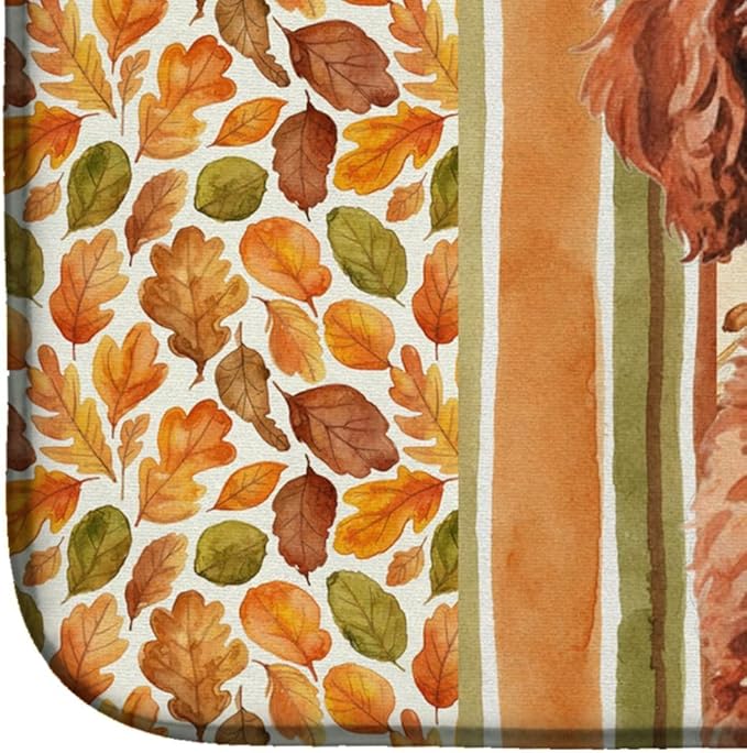 Caroline's Treasures Miniature Red Poodle Heirloom Fall Dish Drying Mat Absorbent Dish Drying Mat Pad for Kitchen Counter Dish Drainer Mat for Countertop, 14 x 21", Multicolor