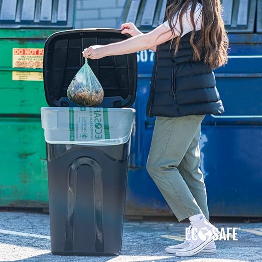 EcoSafe-6400 HB2022-6 Certified Compostable Bag - 20x22” Green Bags for 7 Gallon Bin - Extra Strong Leak, Puncture and Tear Resistant Food Scraps Bin Liners, Pack of 600