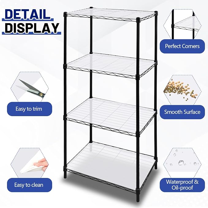 Sliner 8 Pack 18 x 48 Inch Wire Shelf Liner Clear Plastic Waterproof Liners for Organizing Metal Rack Shelves, Kitchen Cabinets, Cupboard, Pantry