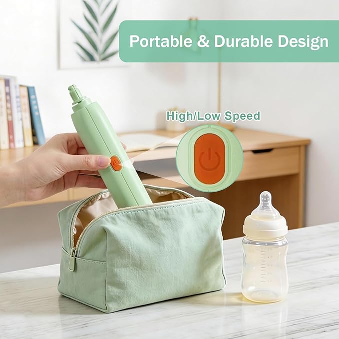 Electric Bottle Brush Cleaner Set, USB Rechargeable 360° Spin Baby Bottle Cleaner with 2 Brush Heads & Straw Brush, Waterproof, High/Low Speed, Portable Travel Cleaning Kit, Green
