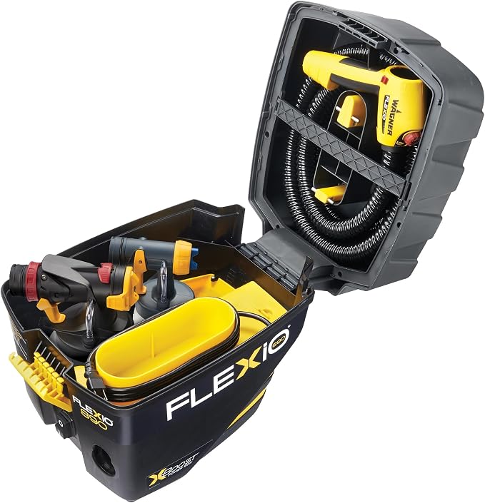 Wagner Spraytech 0529091 FLEXiO 5000 Stationary HVLP Paint & Stain Sprayer, Sprays Most Unthinned Latex, Includes 2 Nozzles, iSpray Nozzle & Detail Finish Nozzle, Complete Adjustability for All Needs