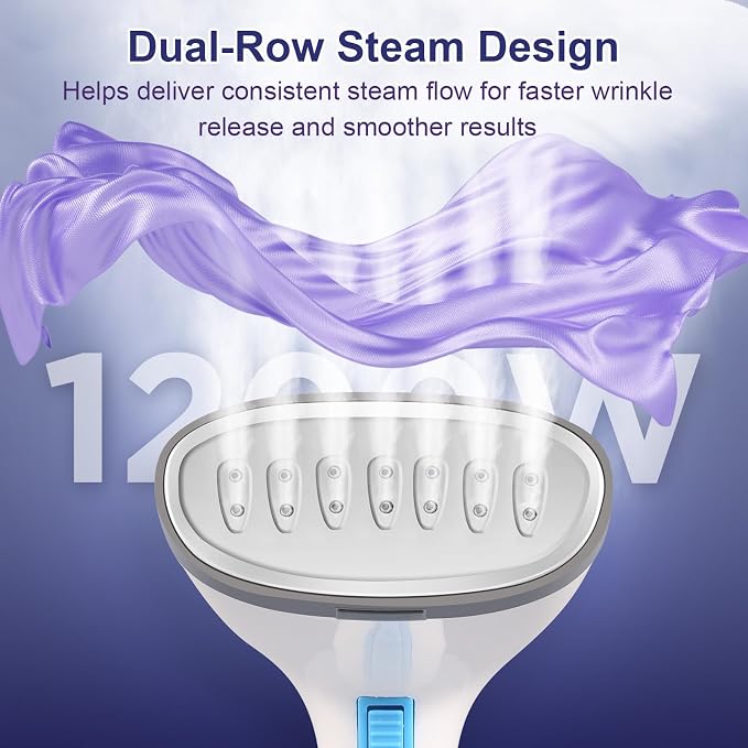 Steamer for Clothes, 15s Heat-Up Handheld Clothes Steamer with Dual Steam Holes, Strong Penetrating Steam, 1200W Portable Garment Steamer Fabric Wrinkle Remover with 300ml Large Tank for Home & Travel