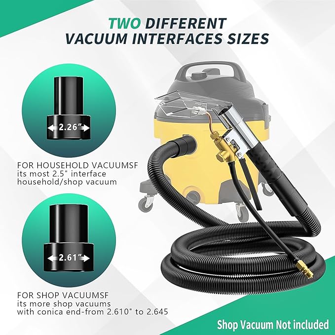 Shop Vac Extractor Kit,Spray Aspirating Of Wet Vacuum Hose Extractor Kit,with 50FT Waterline Convert the Universal Shop Vacuum,Into A Professional Auto Carpet Cleaner Machine,for Household,Car,Textile