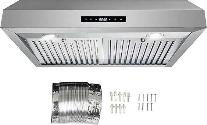 COSMO UMC30 30 in. Haven Collection 380 CFM Ducted Under Cabinet Range Hood, LED Lights, Touch Controls, Stainless Steel