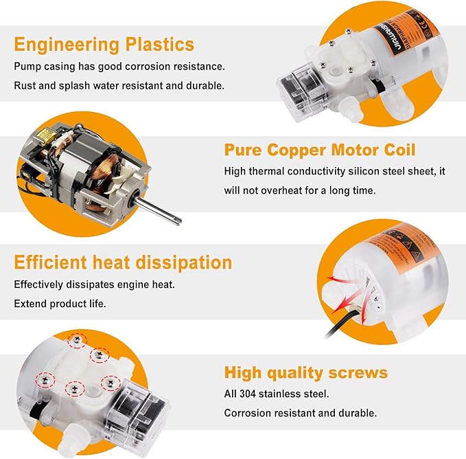 JIAWANSHUN 110V Electric Wine Transfer Pump, 5L/Min Food Grade Self-Priming Pump w/Stepless Speed Control, Stainless Steel Filters & 13.12ft Hose - for Home Brewing, Beverages, Low Noise