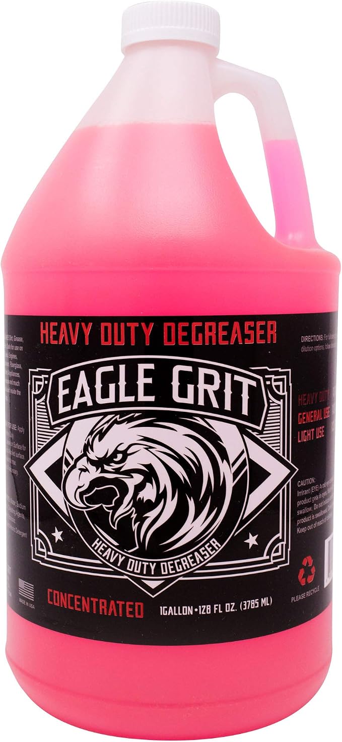 Eagle Grit Heavy Duty Degreaser – 1 Gallon Industrial Strength Concentrated Cleaner – High pH, Solvent-Free & Biodegradable – Zero VOC Floor & Surface Degreaser for Concrete, Tools, Engines – USA Made
