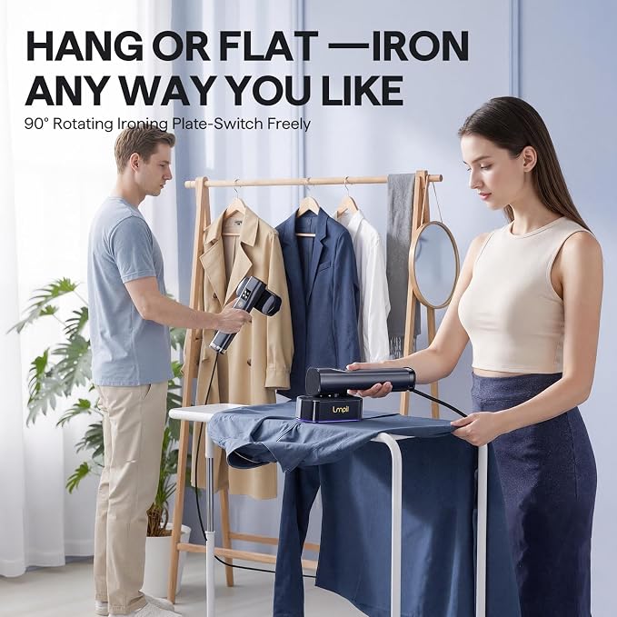 Steamer for Clothes, Handheld and Portable with 15-Second Heat-Up, 2-in-1 Steamer & Iron with Smart Touch Operation and 4 Modes, Suitable for All Fabrics, Ideal for Home & Travel