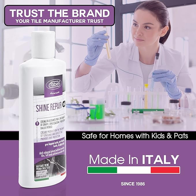 FABER Floor Shine Repair - Premium Floor Polishing Cream for Scratches & Defects, Re- Polishes, and Protects from Dirt - Perfect for Colored Glazed & Full Body Polished Porcelain Tiles, Pro & Home Use