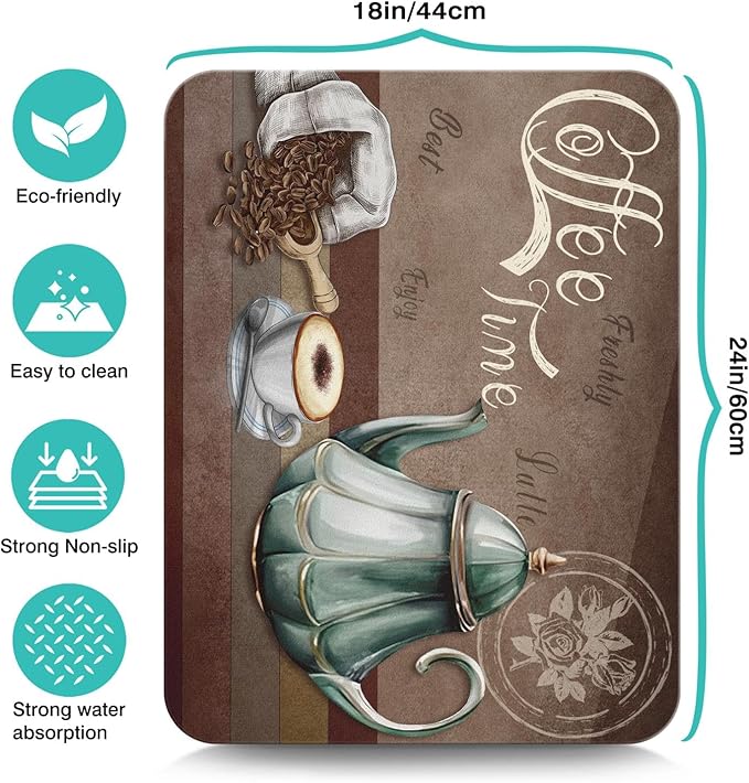Coffee Mat 24inx18in,Coffee Bar Mat for Countertops,Absorbent Hide Stain Anti-Slip Coffee Bar Accessories Fit Under Coffee Machine Mat,dish drying mats for kitchen