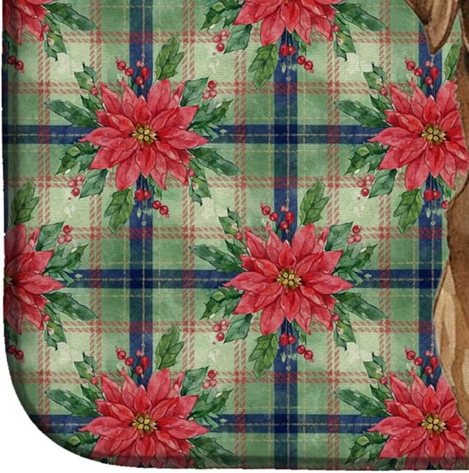 Caroline's Treasures Chocolate Labrador Retriever Christmas PoinsettIas Dish Drying Mat Absorbent Dish Drying Mat Pad for Kitchen Counter Dish Drainer Mat for Countertop, 14 x 21", Multicolor
