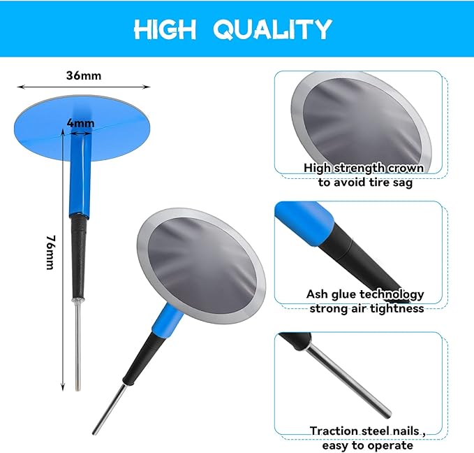 Frienda 48 Pcs Tire Patches Kit Rubber Tire Repair Patch Mushroom Plug Kit Rubber Puncture Repair Plug for Car Motorcycle Truck Bus