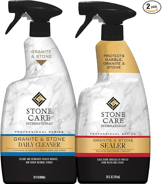 Stone Care International Daily Cleaner/Polish & Sealer Stone Care Kit for Granite, Quartz, Quartzite, Limestone Countertops - No residue, Superior Protection