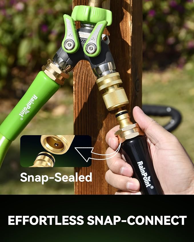 RAINPOINT Garden Hose Nozzle with Solid Brass Quick Connector 7 Spray Patterns Heavy Duty Metal Water Hose Sprayer and 3/4 GHT Leak-Proof Fittings for Instant Connection and Device Switching