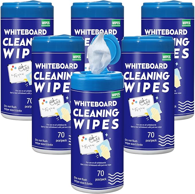 6 Pcs Siifert 10 Pack 700 Pcs Whiteboard Cleaning Wipes Disposable Whiteboard Dry Erase Wipes for Cleaning Markers Home Classroom School Office, 4 x 5.5 Inch, 70 Count Per Pack