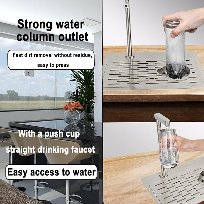 Double headed glass cleaner with faucet, stainless steel glass dishwasher for kitchen sink, bottle dishwashing cup cleaner, sink accessory for home bar faucet (KF78)