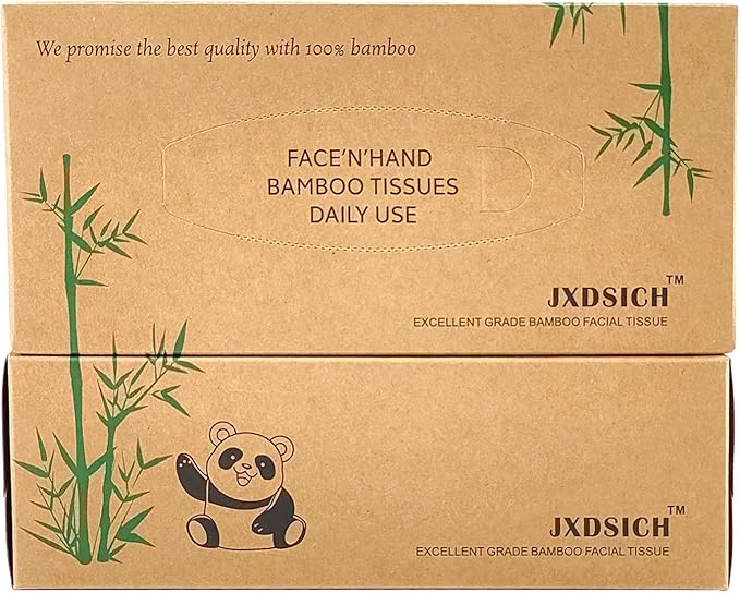 Bamboo Facial Tissues，soft nature bamboo facial tissue,100% virgin bamboo,Bulk carton of 8 boxes (100 Tissues per boxes,800 Tissues Total) | kraft paper Box, 3 Ply tissues