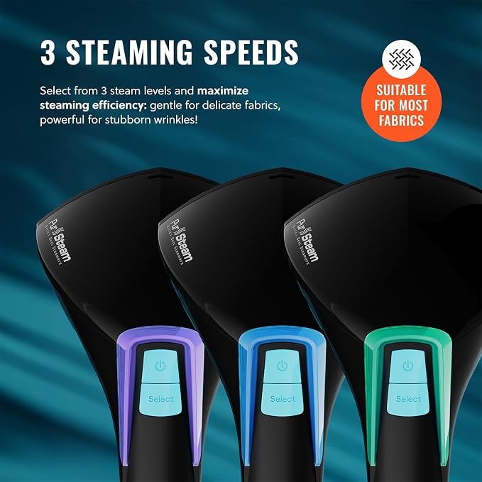 PurSteam Handheld Garment Steamer – 30-Sec Heat-Up, 3 Steam Settings | 1650W | 25-Min Continuous Steam | 8.45 oz Removable Tank | Ceramic Soleplate | Auto Shut-Off | Portable for Home & Travel