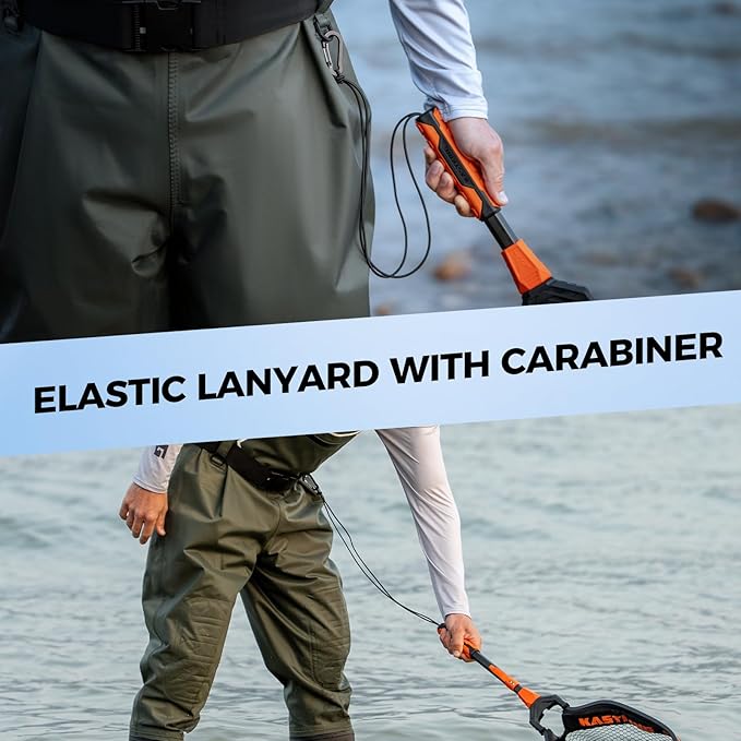 KastKing Titanet Fishing Net, Durable Aluminum Handle, Non-Slip Hi-Vis Grip, Compact Bag & Lanyard, Ideal for Kayak, Lake, Fly, or River Fishing, 2 Net Options