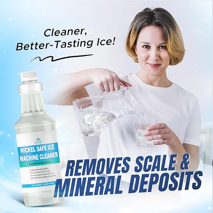 Nickel-Safe Ice Machine Cleaner & Descaler (1 Quart / 946 ml), Professional Descaling Solution for Commercial and Residential Ice Makers, Removes Scale & Mineral Build-Up, Compatible with Major Brands