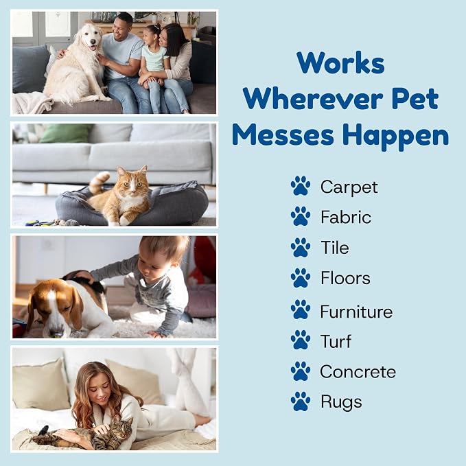 Bioclean Pet Carpet Cleaner & Deodorizer – Eliminates Pet Urine Smell, Stain & Odor Remover, No Residue, Made in USA – 1 Gallon