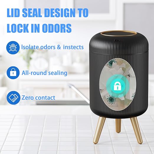 URALFA 3 Gallon White and 3 Gallon Black Motion Sensor Trash Can
