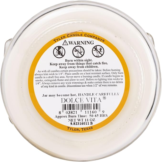 Tyler Candle Company 11160 Dolce VITA 11 Ounce Scented Jar Candle for Home or Office, Pack of 2