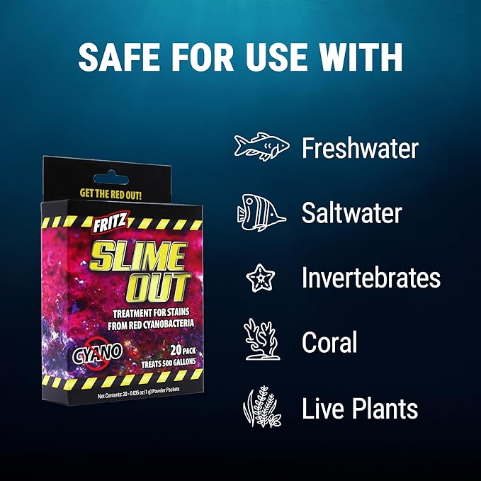 Fritz Aquatics Slime Out Treatment for Stains from Red Cyanobacteria in Fresh or Saltwater Aquariums (20-Count)