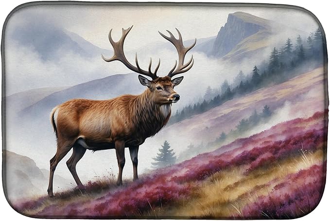 Caroline's Treasures Highland Red Deer Dish Drying Mat Absorbent Dish Drying Mat Pad for Kitchen Counter Dish Drainer Mat for Countertop, 14 x 21", Multicolor