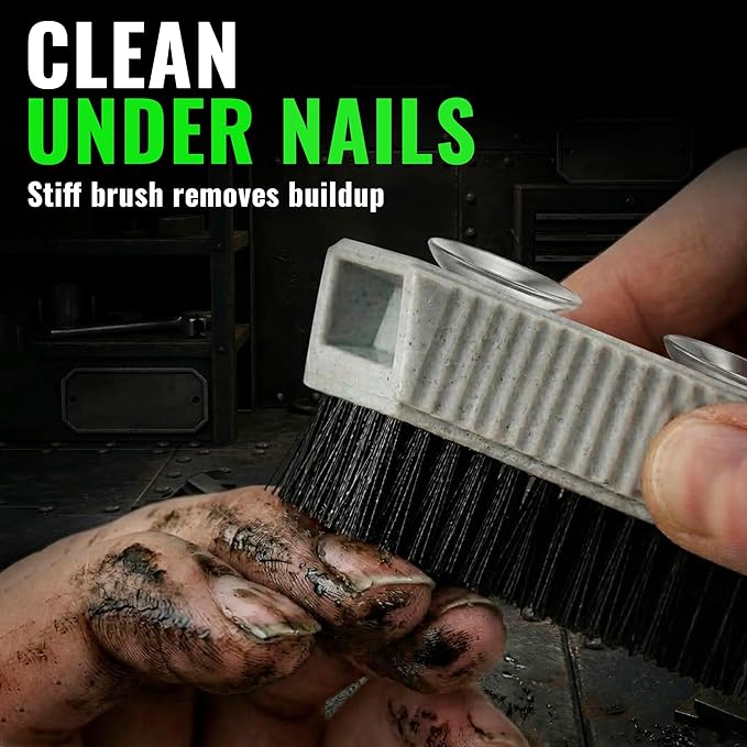 Grip Clean Heavy-Duty Hand Cleaner for Mechanics with Nail Brush - Moisturizing Coconut Oil Hand Cleaner Liquid Hand Soap with Stiff Bristle Nail Brush, Lime Scent – 8 Fl Oz Squeeze Bottle + Brush