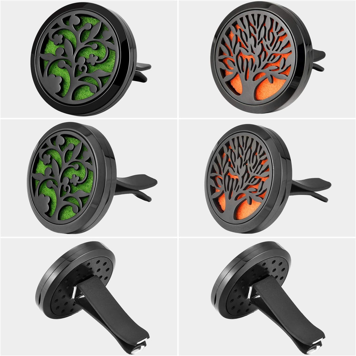 2 Pieces 316L Stainless Steel Car Aromatherapy Essential Oil Diffuser Air Freshener Vent Clip Locket with 48 Pieces Replacement Felt Pad for Christmas Valentine’s Day Giving (Tree and Cloud Tree)