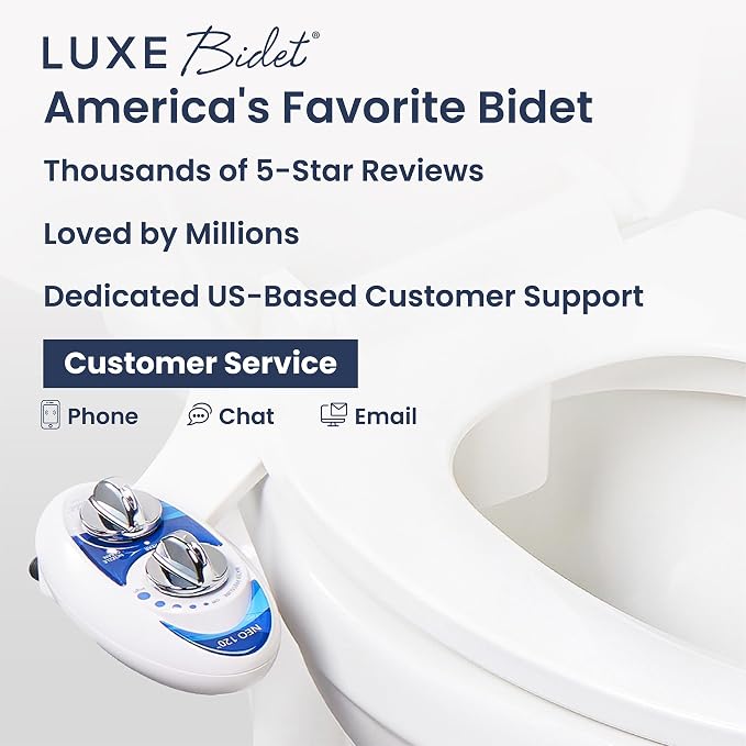 LUXE Bidet NEO 120 - Value 2-Pack Bidet Attachments, Self-Cleaning, Non-Electric (Blue & Gold)