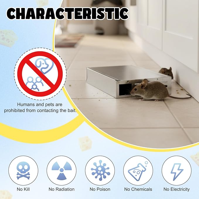6 Packs Multi Catch Mouse Trap Invisible Mice Trap Rodent Humanized Silver Rat Traps for Indoor Outdoor Rat Control Pet and Security