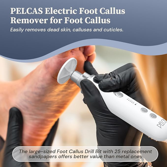 PELCAS 8 in 1 Electric Nail Filer with LED Light, Cordless Nail Drill, 5 Speeds Toenail Grinder for Thick Toenails, Manicure & Pedicure Kit for Foot Callus, Toenail, Thick Nails, Finger Nails Silver