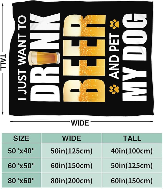Tijuboni Beer Throw Blanket Beer Gifts for Men Women Adults Soft Flannel Fleece Blanket for Couch Sofa Bed Home Decor 50"x60"