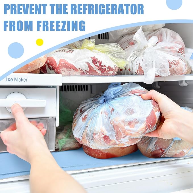 Blushtier 4 Pcs No Frost Anti Ice Freezer Mat Refrigerator Liners Washable Refrigerator Mats Blue Fridge Mats Fridge Accessories for Refrigerator Deep Freezer(13.8 x 9.8 Inch)