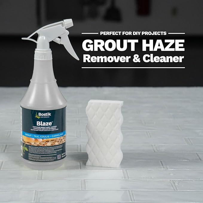 Bostik BLAZE Ready-to-Use Professional Grade Urethane Grout Haze Floor & Surface Cleaner | For Use on Ceramic, Porcelain, Metal, Glass, Marble, Granite, & Other Tile Types | 1 x 24oz Spray Bottle