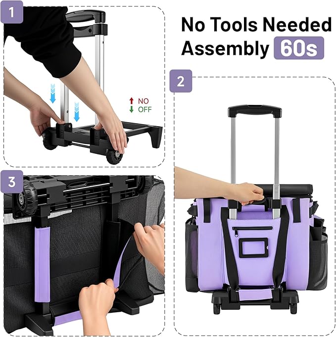 LOEUO Large Cleaning Caddy for Cleaning Supplies Organizer, Rolling Cleaning Caddy Bags with Wheels for Housekeepers, Cleaning Carts on Wheels for Home Car Office Picnic