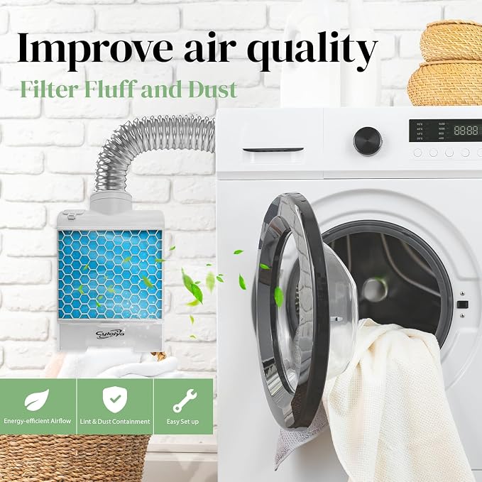 3-in-1 Indoor Dryer Vent Kit with 6 Polyester Filters, Stainless Steel Screen & Water Drawer System, Upgrade Safety Vent Flap for Electric Clothes Dryers