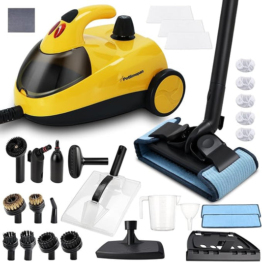 1500W Steam Cleaner 36-Piece All-in-One Attachments Kit, 99% Sanitization, 22ft Reach, 360° Rotating Brush for Home/Car/Tile/Grout/Wallpaper Removal, Chemical-Free Cleaning (31 in 1)